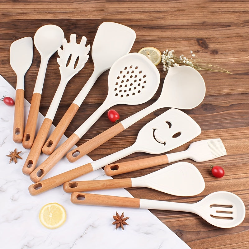 Silicone Cooking Tools Set Non Stick Spatula Soup Spoon Baking Utensils