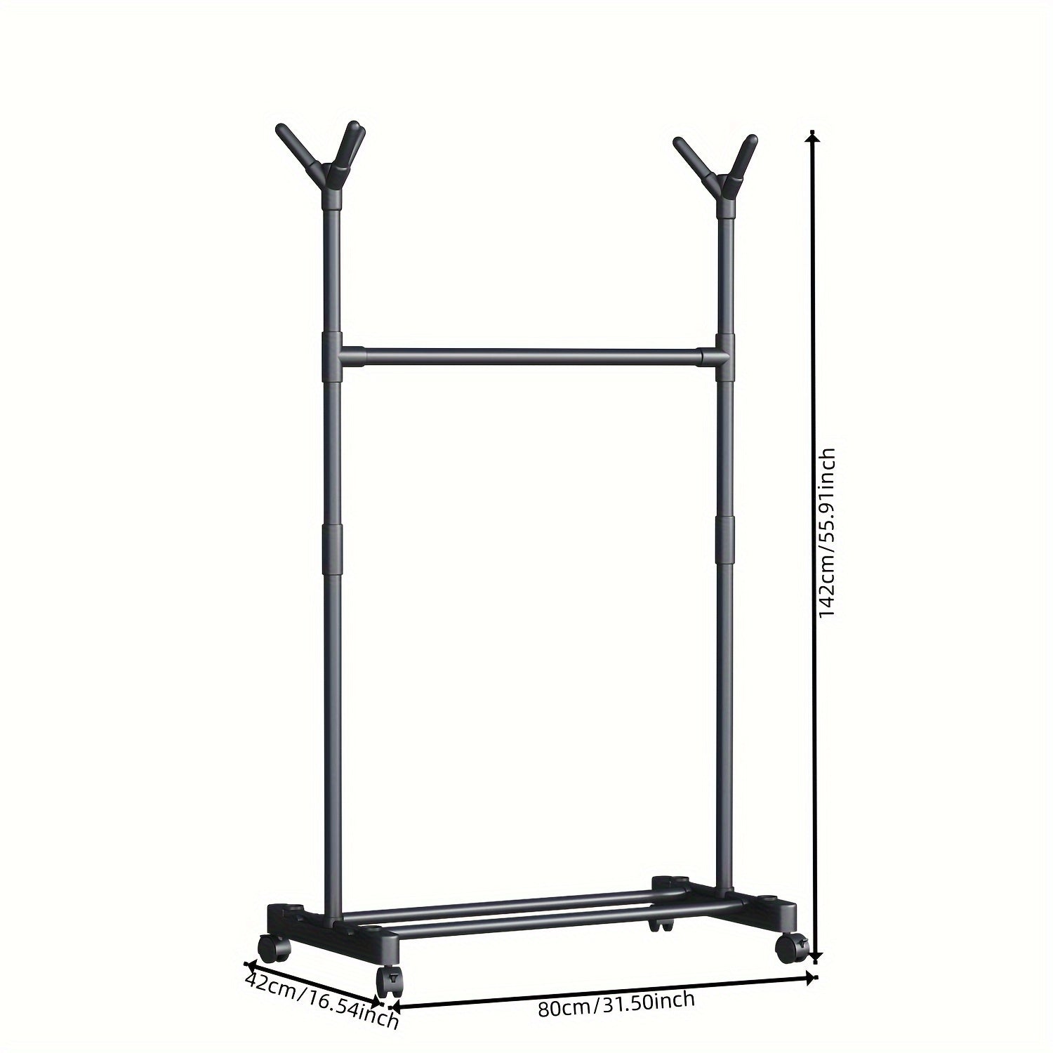 Double Pole Clothes Rack with Pulley 2 Layer Coat Rack