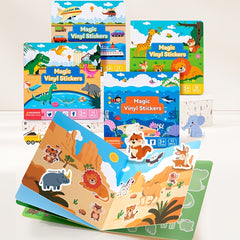 Kids Magic Vinyl Sticker Book Reusable Quiet Busy Paste Portable Sticker Toys