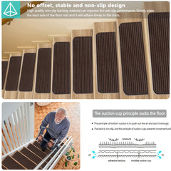15pcs Non Slip Carpet Stair Treads 29.92x7.87in for Wood