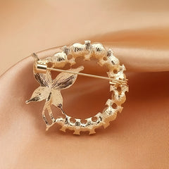 Rhinestones Faux Pearl Butterfly Brooch for Men