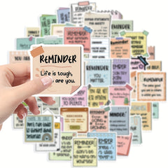 50pcs Pastel Reminder Stickers Positive Affirma Sticky Notes Self Adhesive Vinyl