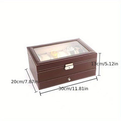 Double Layer Leather Watch Storage Box with 12 Slot