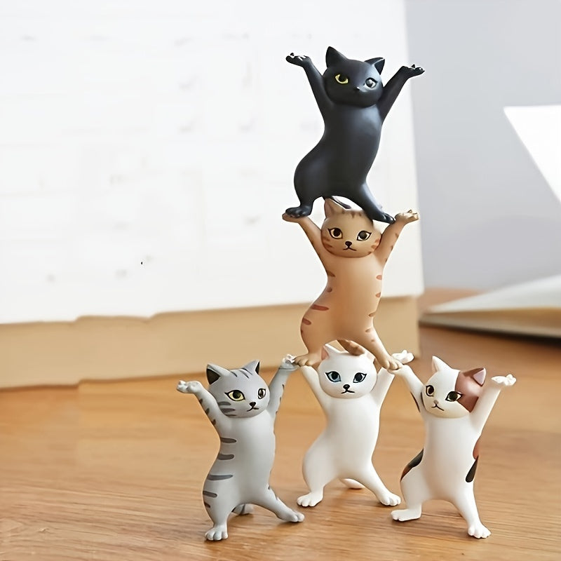 Enchanted Dancing Cat Pen Holder Desktop Ornament