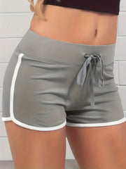  Drawstring Contrast Trim Stretch Shorts