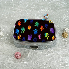Animal Paw 2 Compartment Pill Case - Compact & Decorative Medicine Organizer