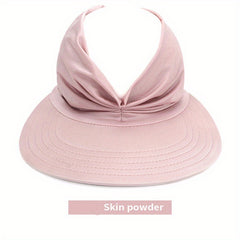 Ruched Ponytail Sun Visor Hats - Wide Brim UV Protection Sun Hats