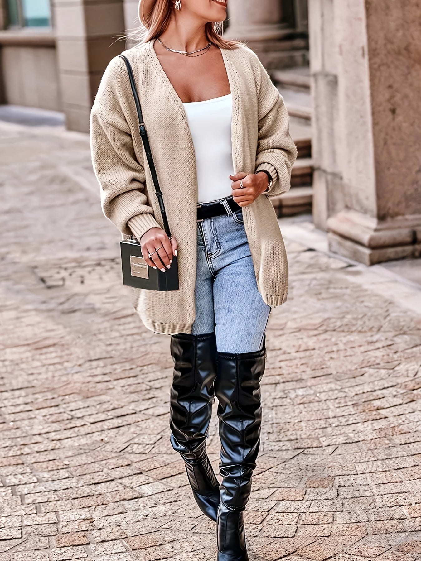  Casual Cardigan Women's Plus Long Sleeve Open Front