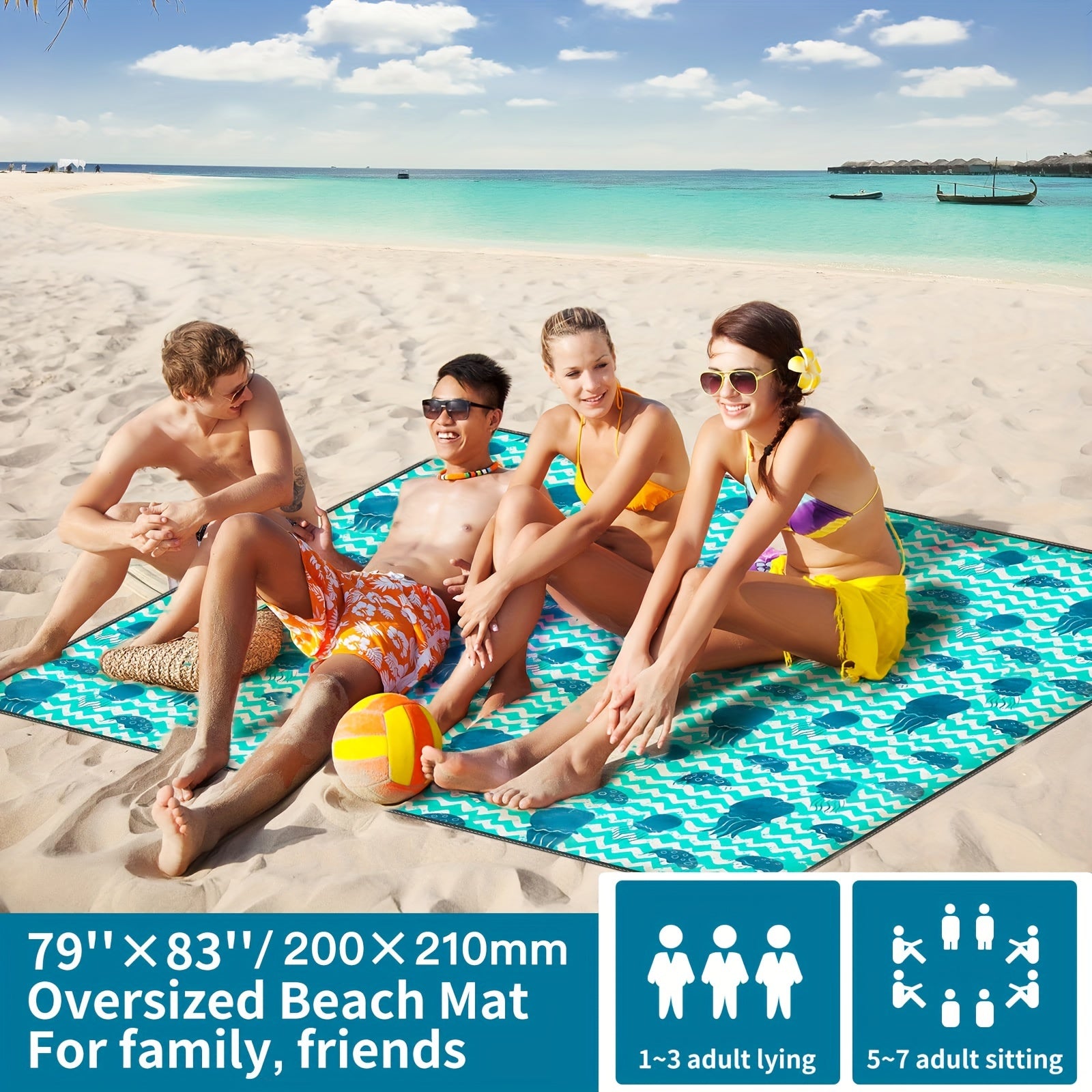 Sandproof Waterproof Pocket Blanket Lightweight Beach Mat