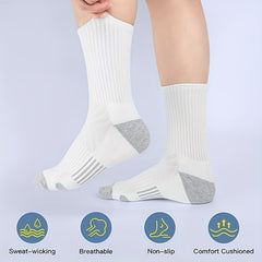 5 Pairs Cotton Basketball Sports Crew Socks US7 10 5