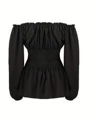  Lace Up Corset Off Shoulder Blouse
