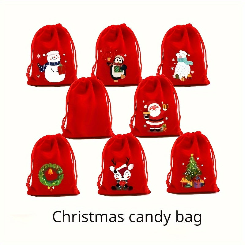 3pcs Christmas Drawstring Bags Christmas Gift Bags Random