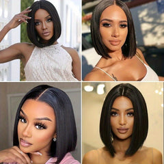 13X4 HD Clear Lace Front Bob Wig Short Straight 100% Human Hair