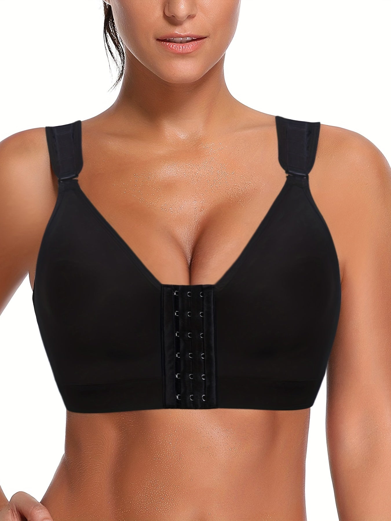 Front Closure Sports Bra Solid No Wire Bralette Vest Women's Lingerie