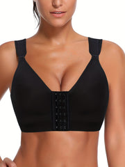 Front Closure Sports Bra Solid No Wire Bralette Vest Women's Lingerie