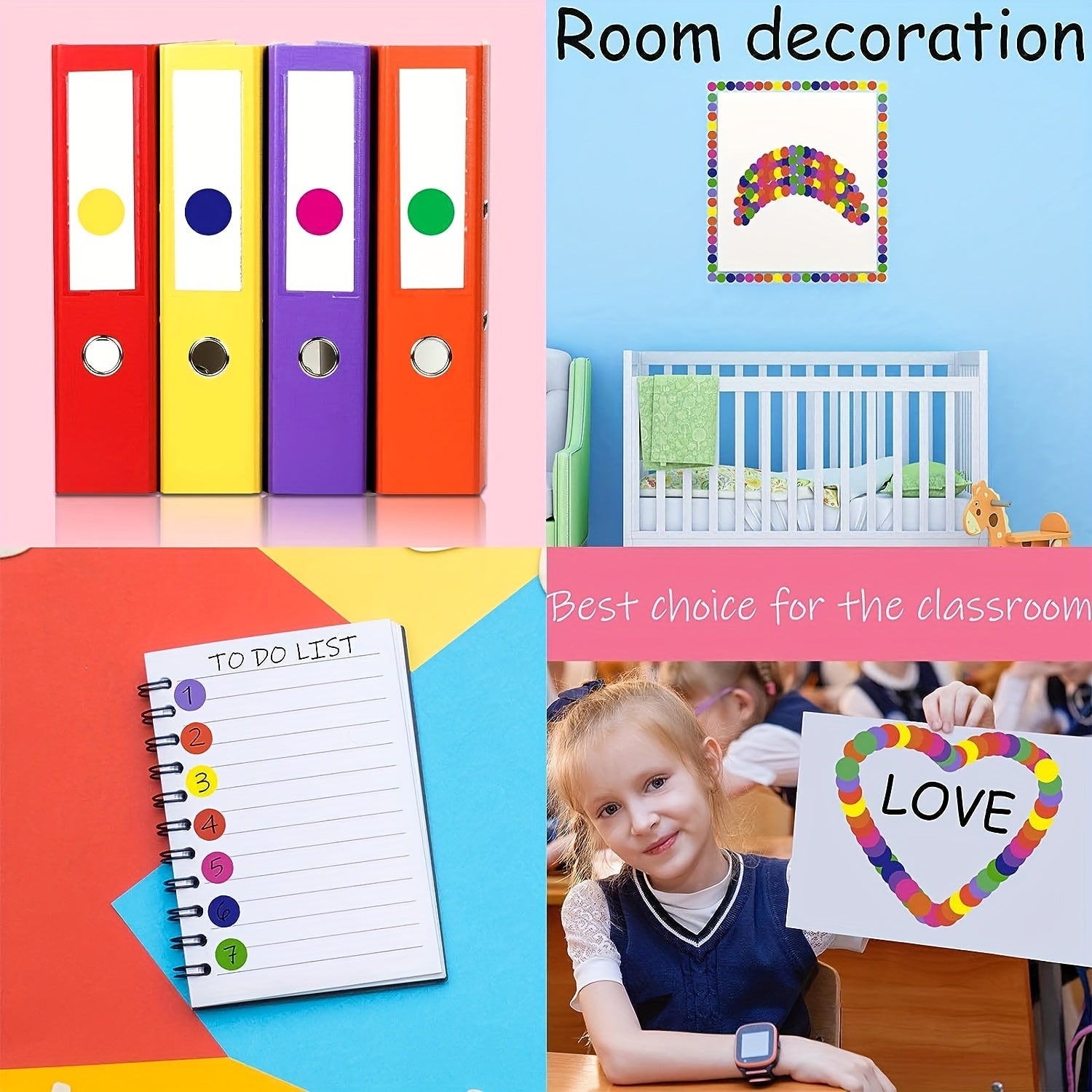 2800 PCS 40 Sheets Colored Dot Stickers Round Coding Labels Circle Dots Labels