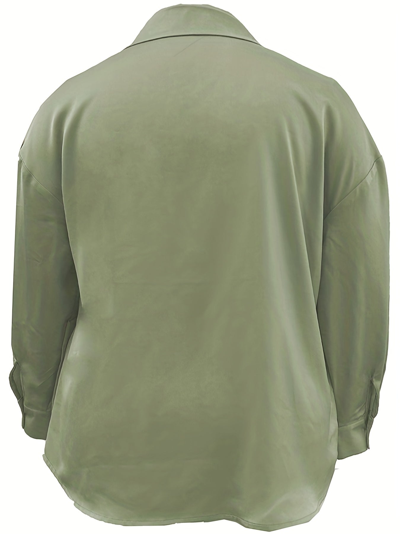  Women's Satin Long Sleeve Button Up Blouse