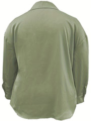  Women's Satin Long Sleeve Button Up Blouse