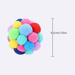 Colorful Plush Ball Cat Toy with Bell - Assorted Varieties