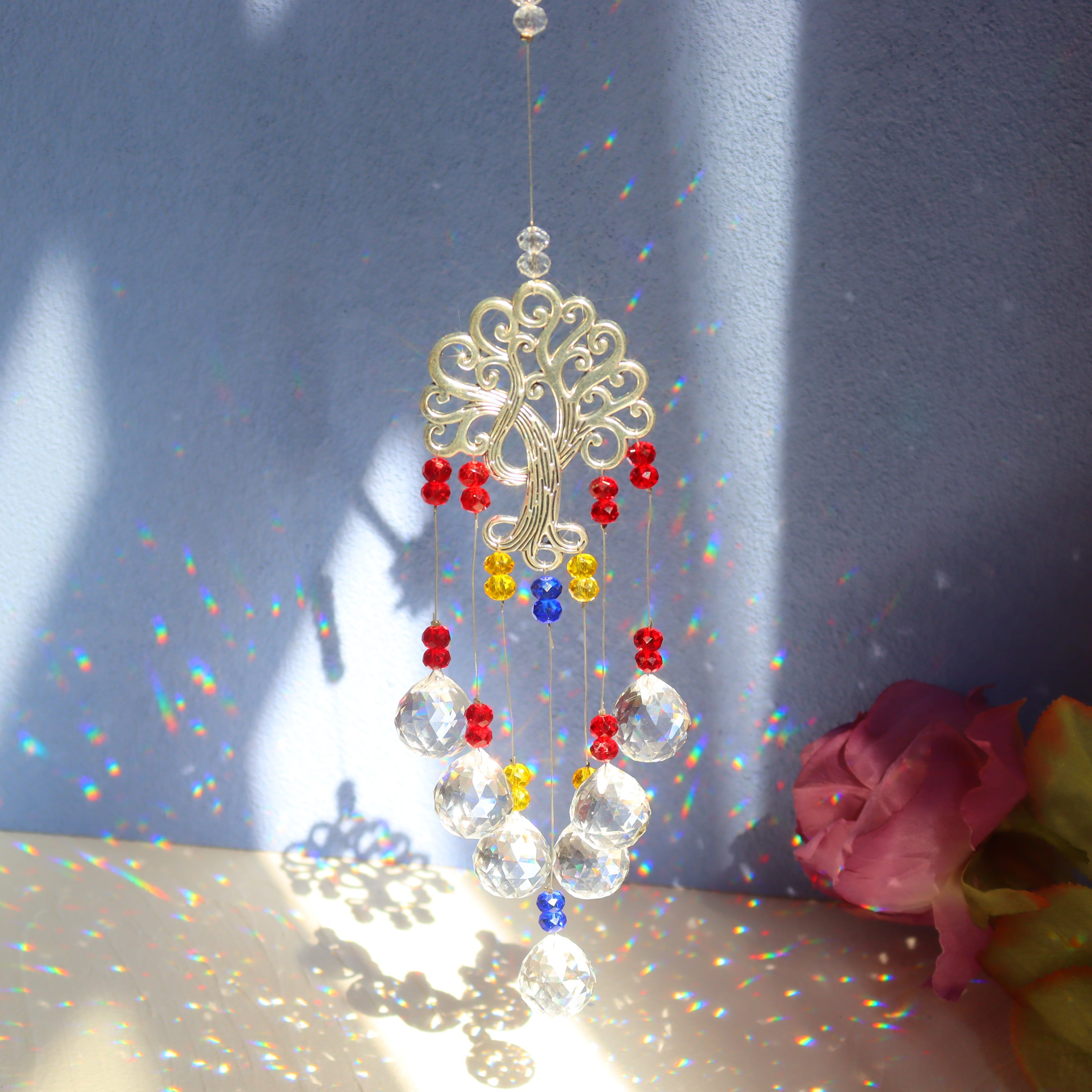 Vintage Tree Of Life Crystal Suncatcher Pendant