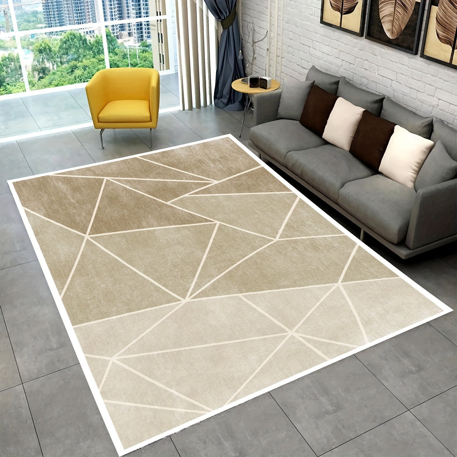 Soft Fluffy Geometric Area Rug for Living Room, Bedroom - Water
