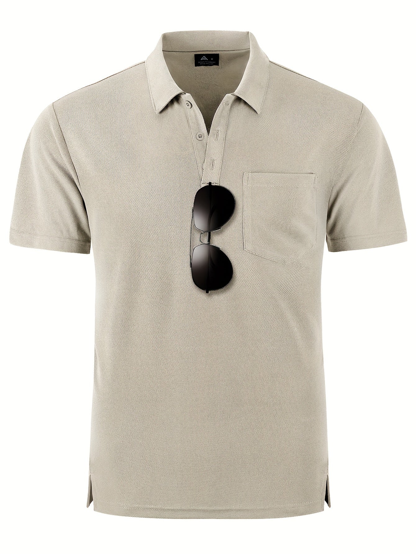 Men's Casual Solid Lapel 1 4 Button Short Sleeve Shirt