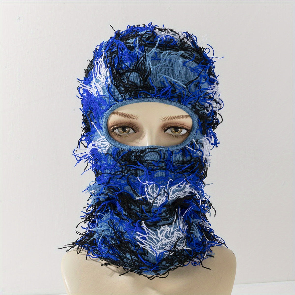 Y2K Camo Balaclava Ski Mask - Full Cover Knit Headgear for Men Women