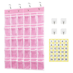 Classroom Cellphone & Calculator Organizer with Hanging Hooks & Number Stickers