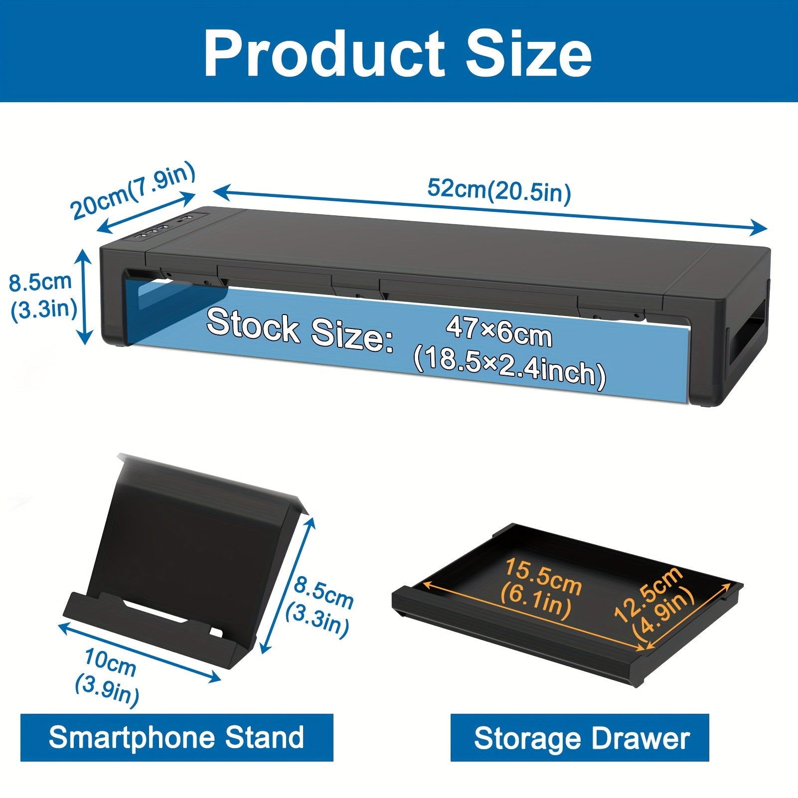 Monitor Stand Riser with Drawer and USB 3.0 Port