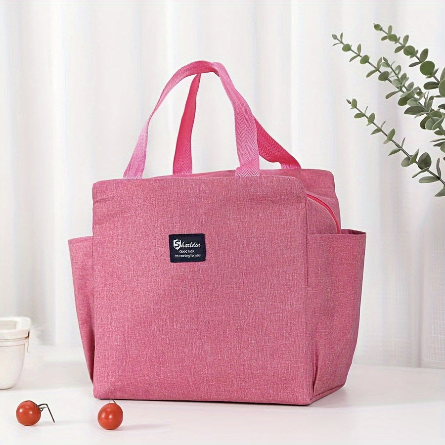 Minimalist Insulated Storage Handbag Solid Versatile Bento Bag