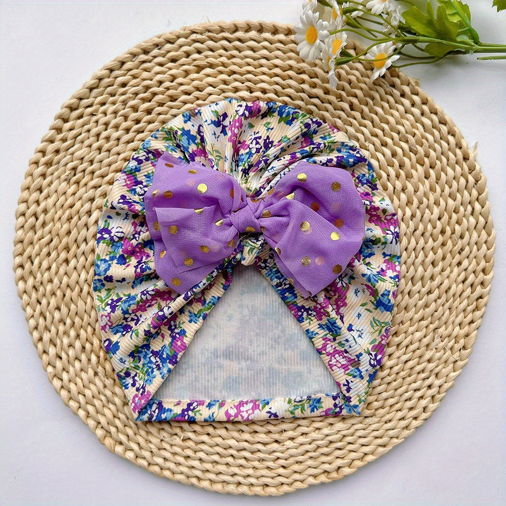 Soft Floral Bow Baby Hat Headgear