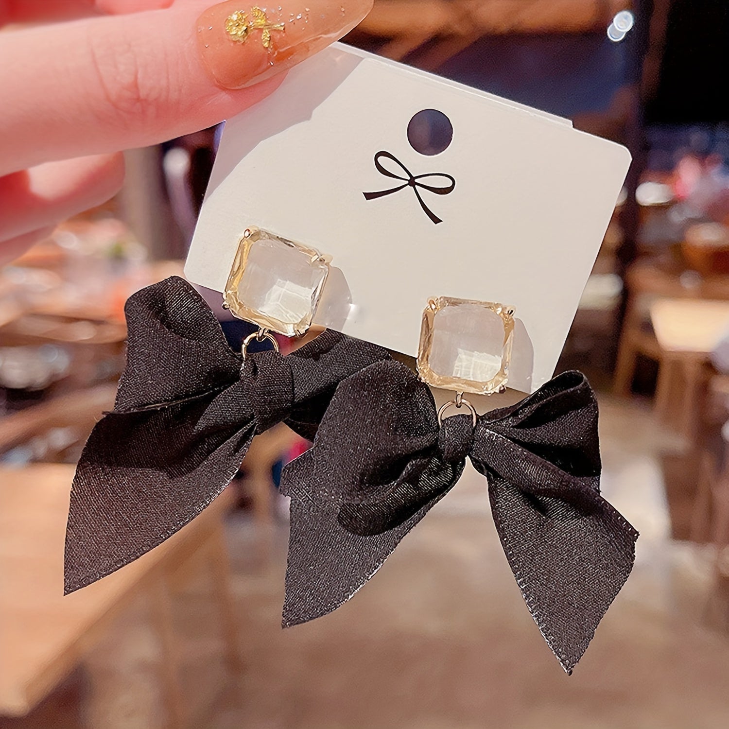 Bow Knot Zircon Stud Earrings Vintage Style Jewelry