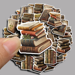 50pcs Vintage Book Waterproof Journal Stickers Books And Teapots