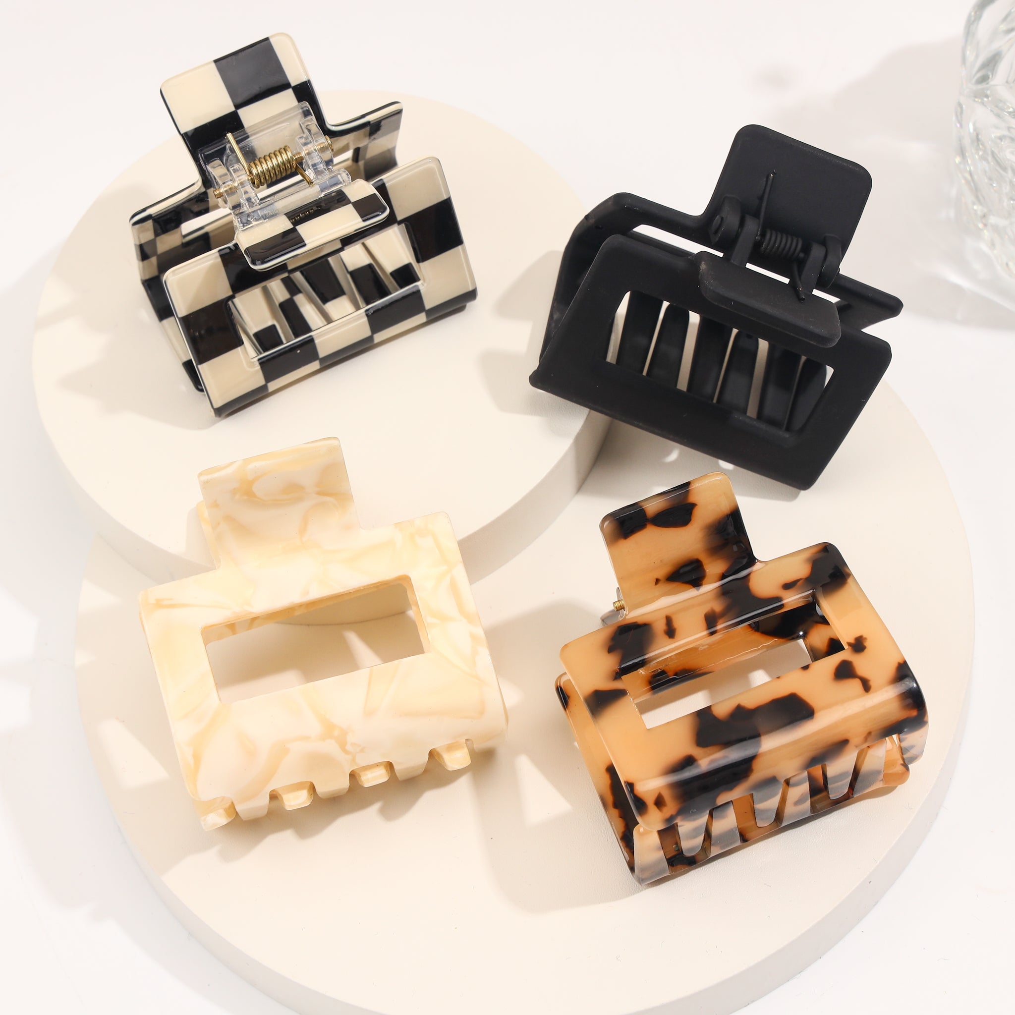 Leopard Checkerboard Hair Clips Square Hair Clips Women's Hair Accessories