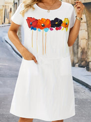 Floral Short Sleeve Dress