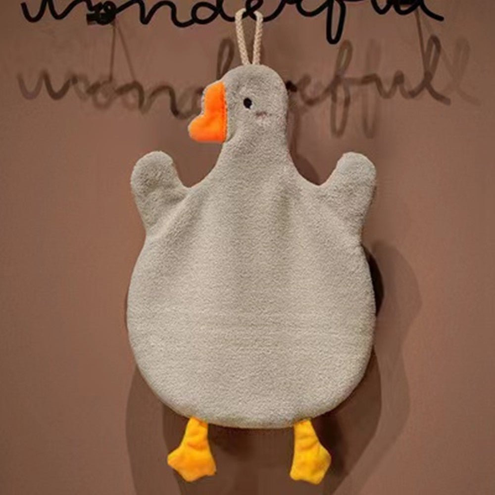 Cartoon Duck Pattern Hanging Towel Quick Drying Soft Absorbent Cotton Towel