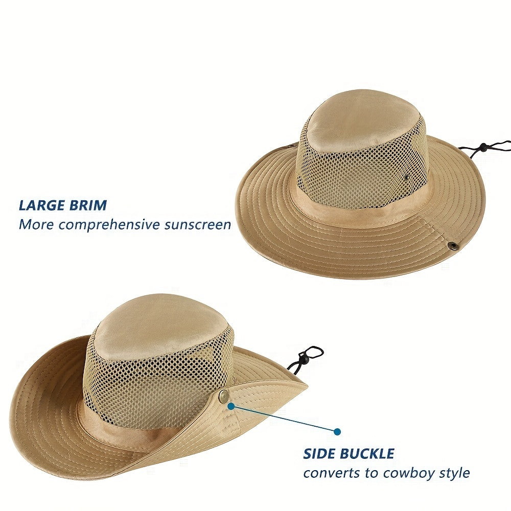 Mesh Hollow Out Bucket Hat Breathable Wide Brim UV Protection Sun Hat