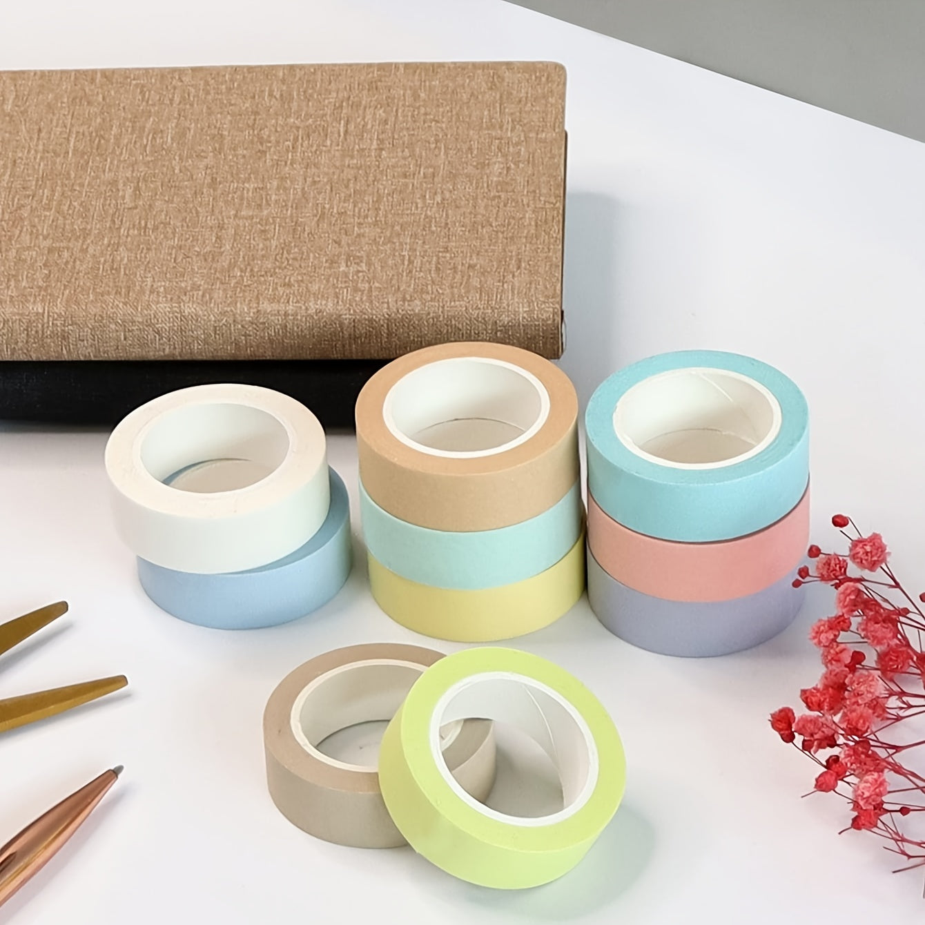 10pcs Mixed Masking Tape for DIY Crafts at Home Washi Tape for Journal Diary