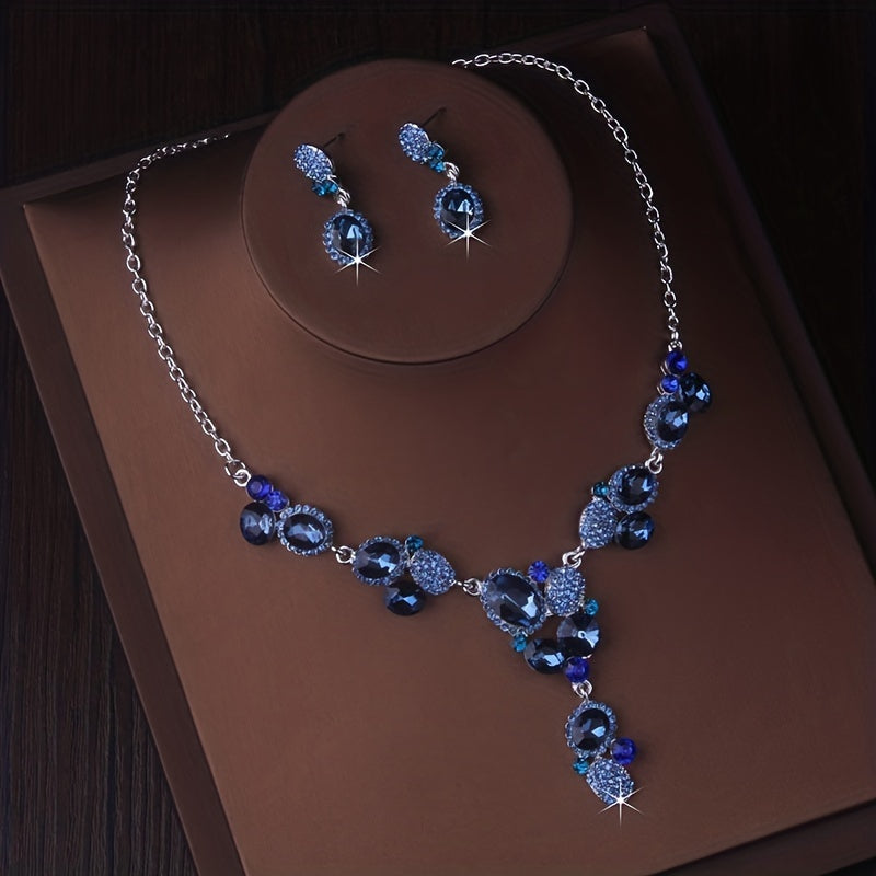 Bride's Wedding Jewelry Set Dark Necklace Earrings