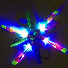 10pcs Glow-in-the-Dark Rocket Slingshots with LED Lights