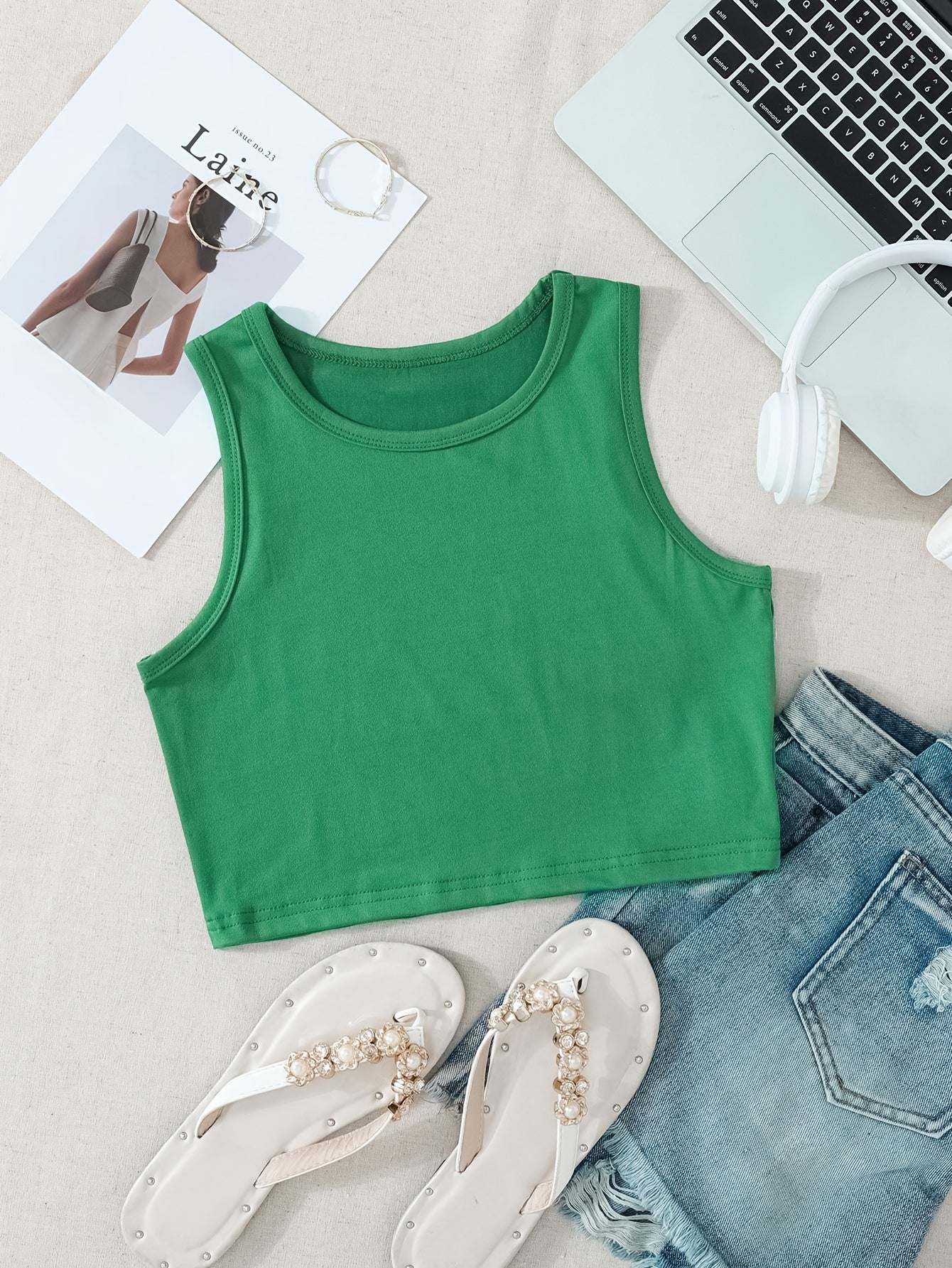 Sleeveless Crew Neck Tank Top for Women