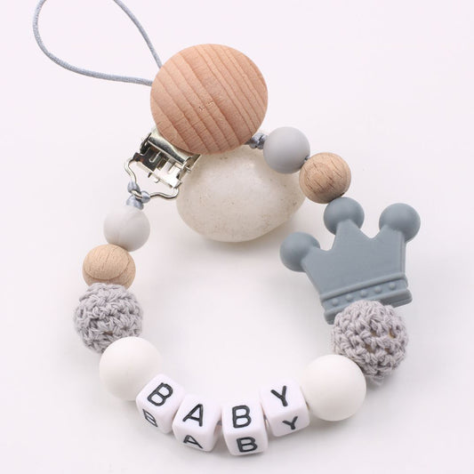Beech Wood Silicone Pacifier Chain Anti-drop Chain