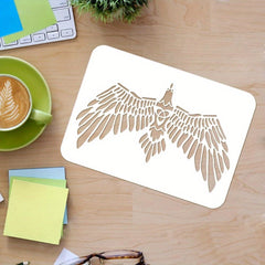Large Stencil for Painting Bird Wing with Teal & Purple Feathers