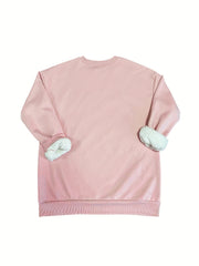  Letter & Heart Print Crew Neck Fleece Top & Joggers Outfit