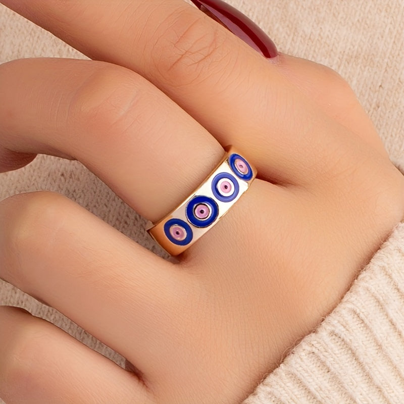 Rainbow Carved Oil Dripping Ring with Red Heart - Gift for Teen Girls