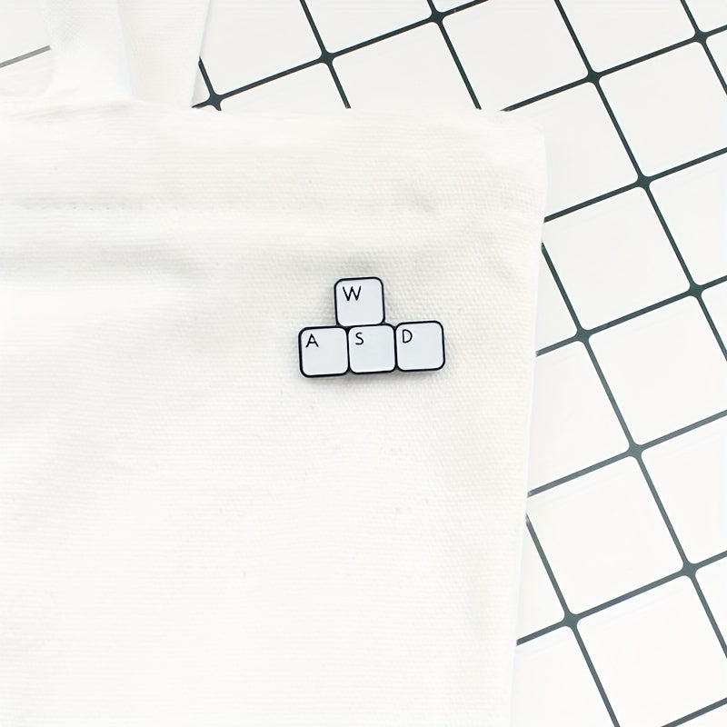 WASD Metal Enamel Brooch Keyboard Key Pin