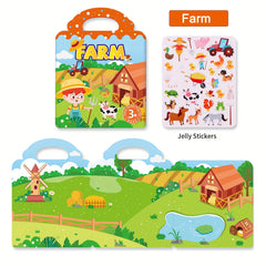 Waterproof Reusable Sticker Book Dinosaurs Animals Vehicles Educational Toys