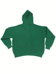  Solid Button Up Hooded Cardigan