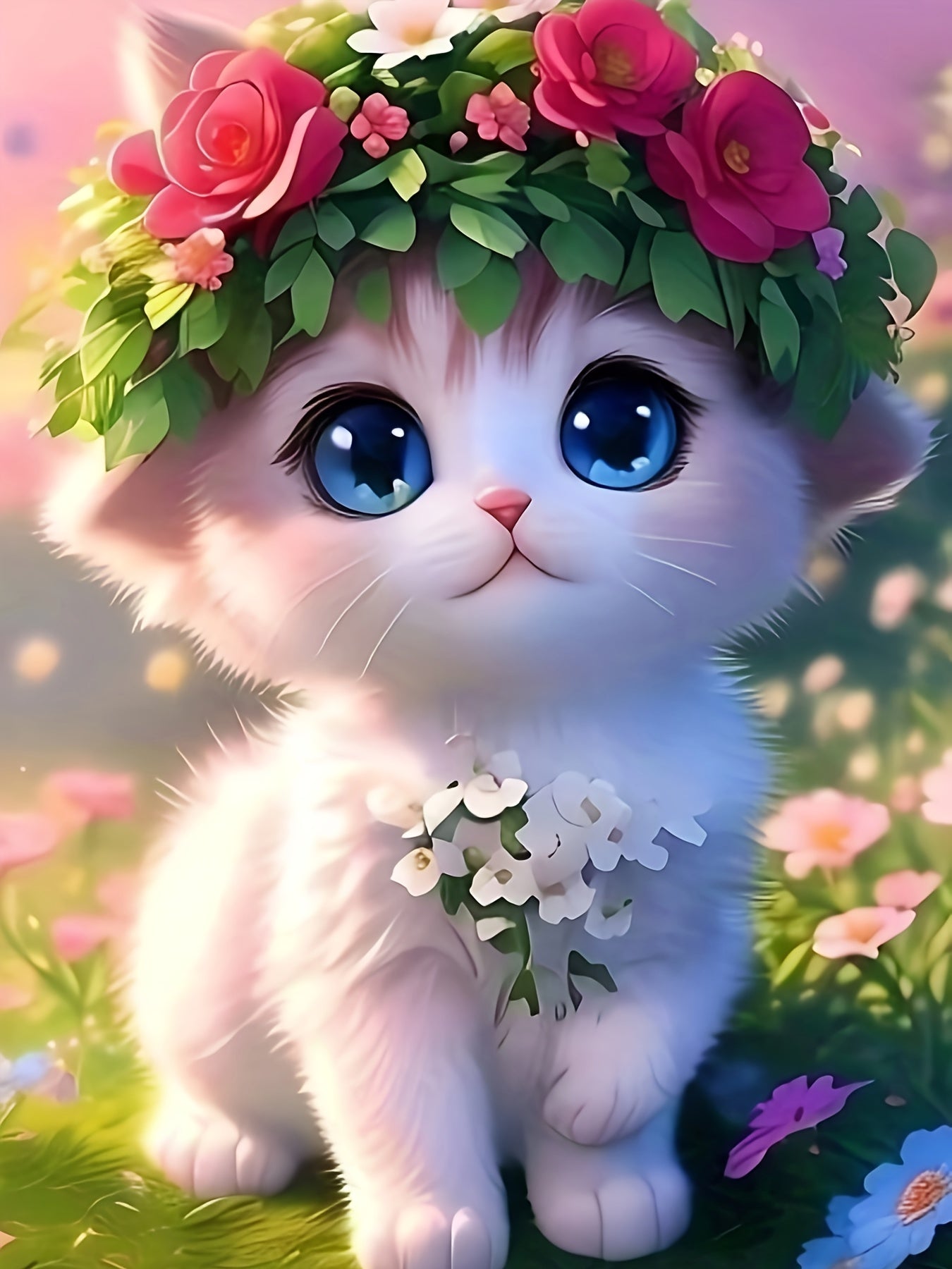 Funny Flower Cat Graphic Short Sleeve T shirt For Girls