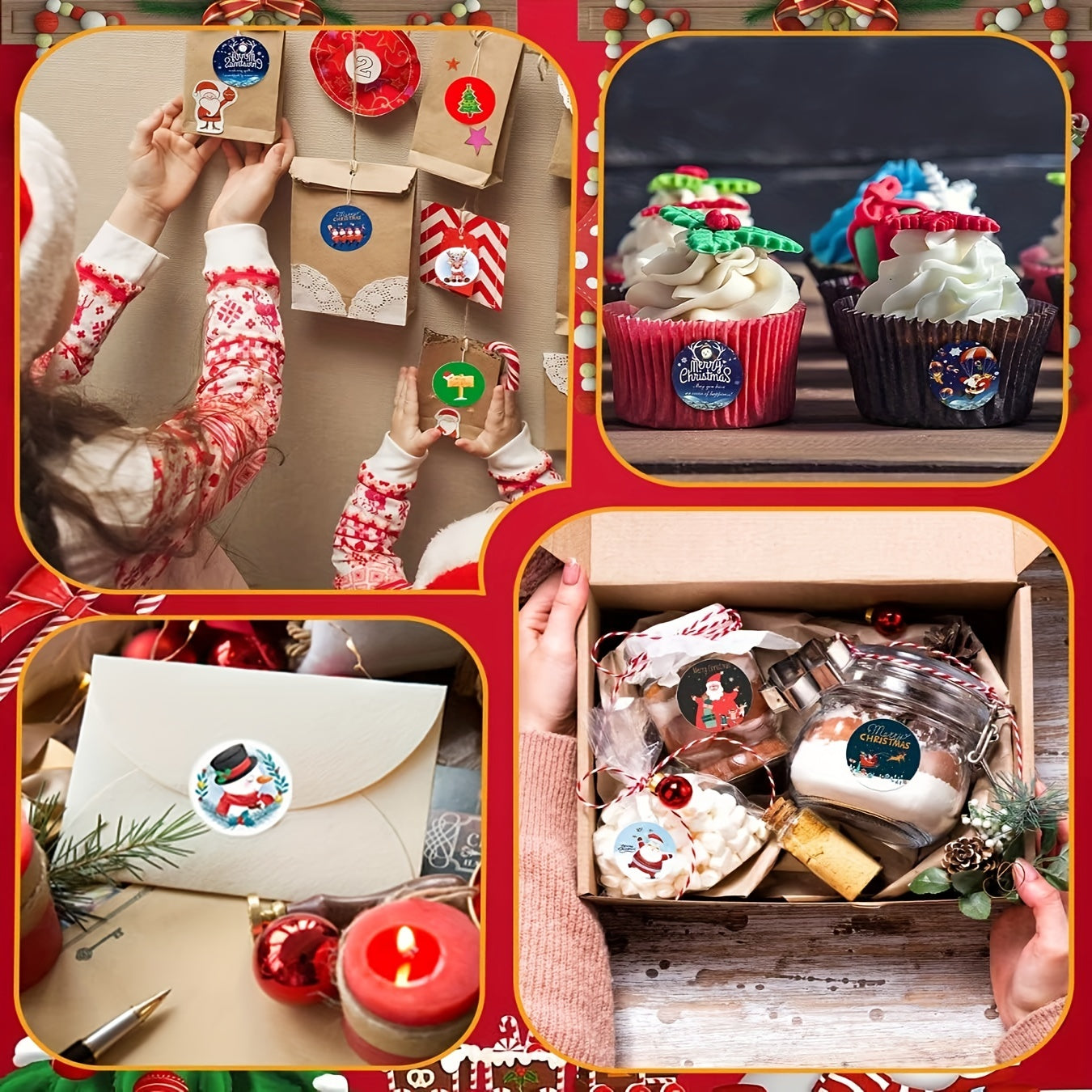 500pcs Cartoon Christmas Theme Gift Label Stickers Self adhesive Paste Stickers
